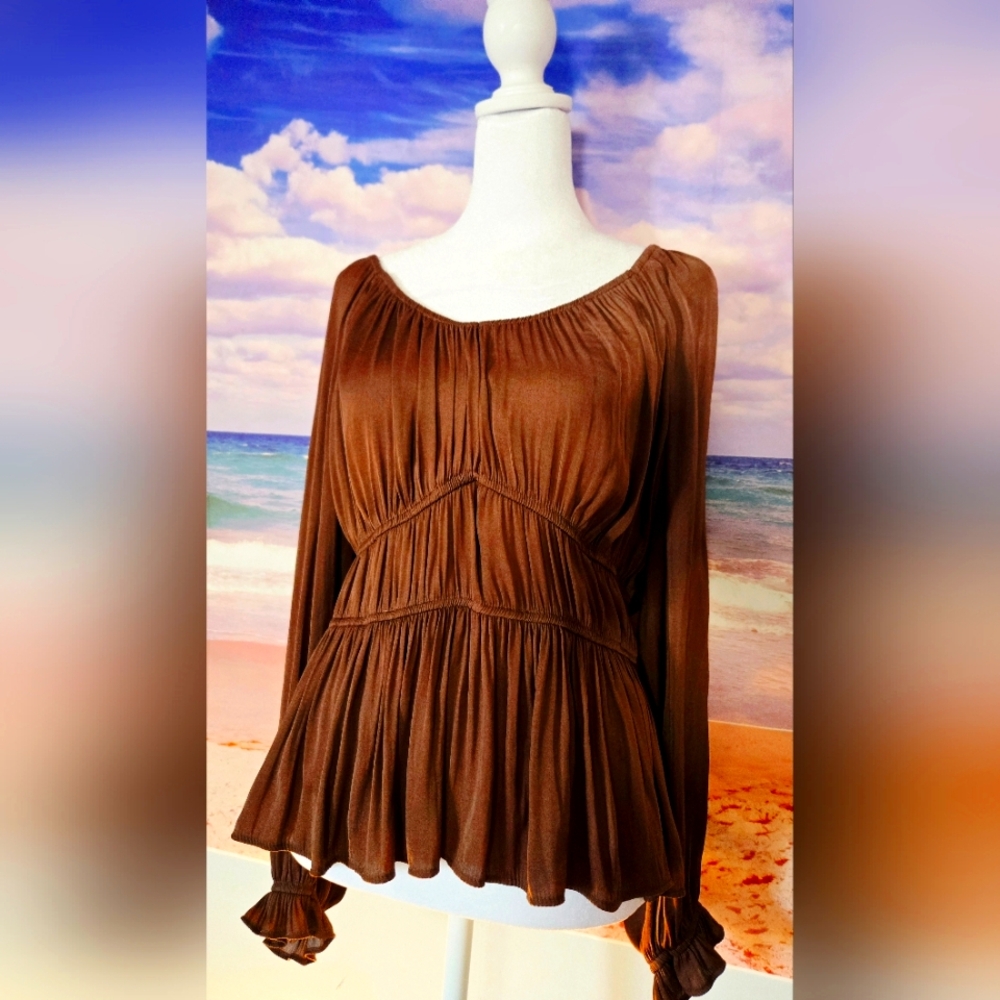 Nine West Brown Boho Blouse